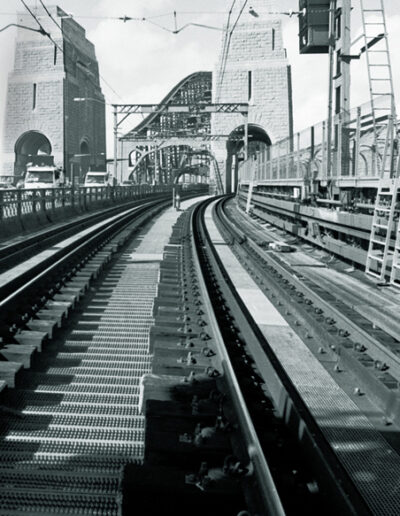 Heritage stanchions across Sydney Harbour Bridge from Wynyard to Milsons Point